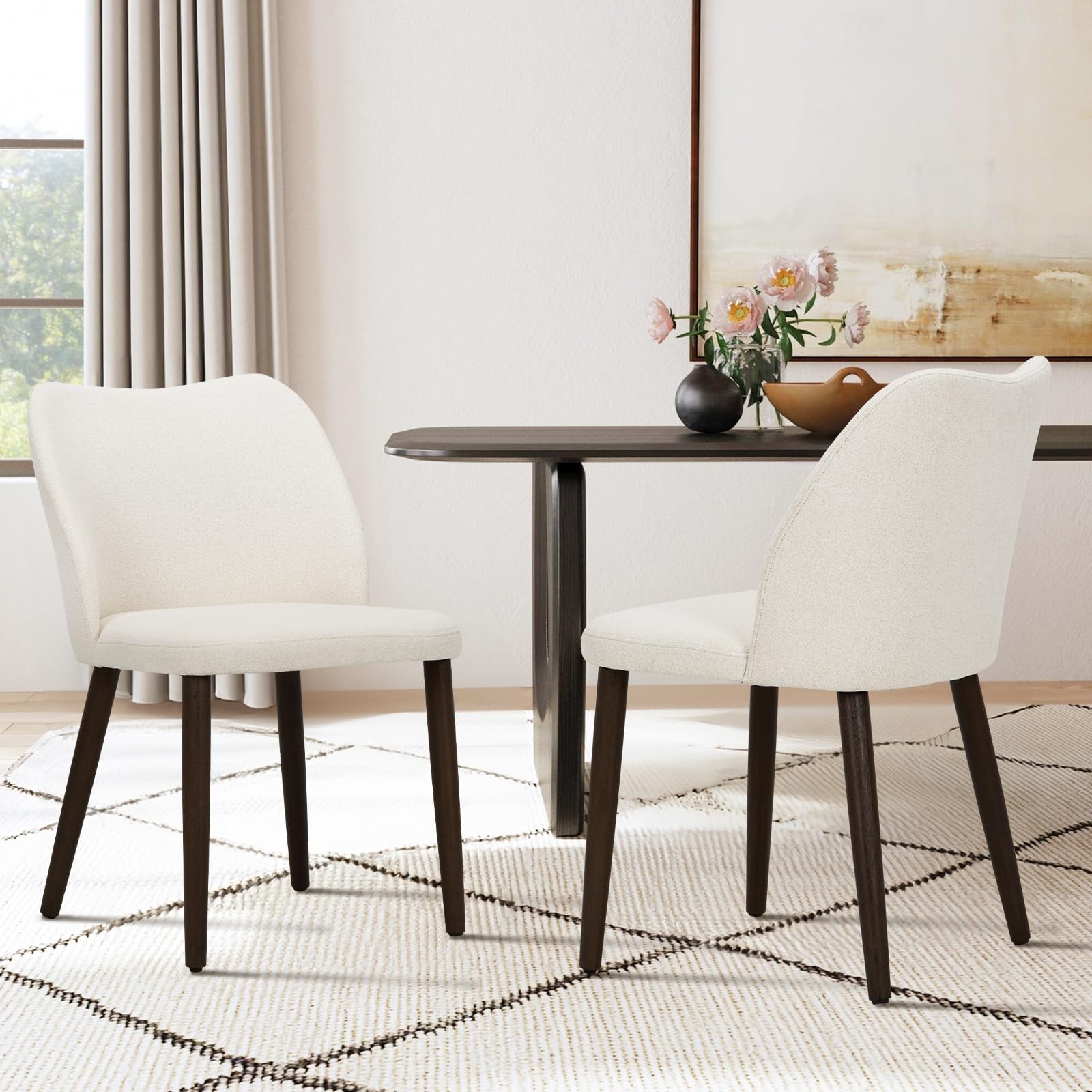 Colamy Upholstered Dining Chairs Set Of 2 Modern Fabric Dining Room Kitchen
