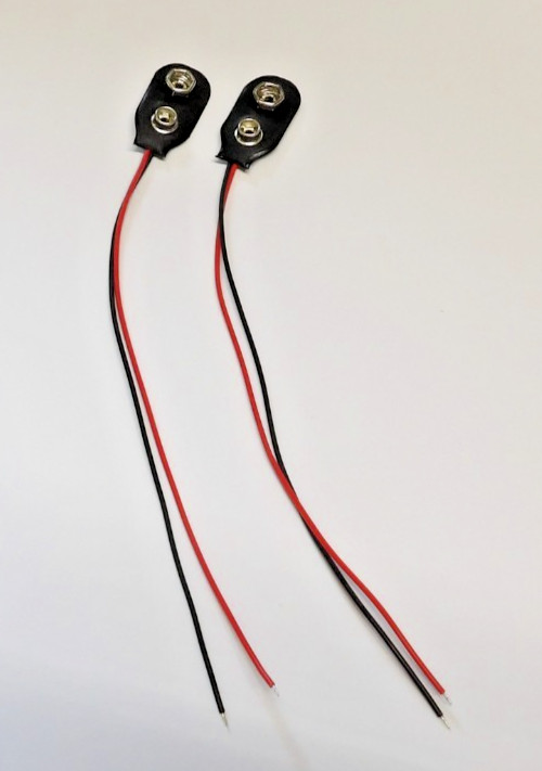 (2) - 9 Volt Battery Connector - "I" Type - with 6" Leads - Qty (2)