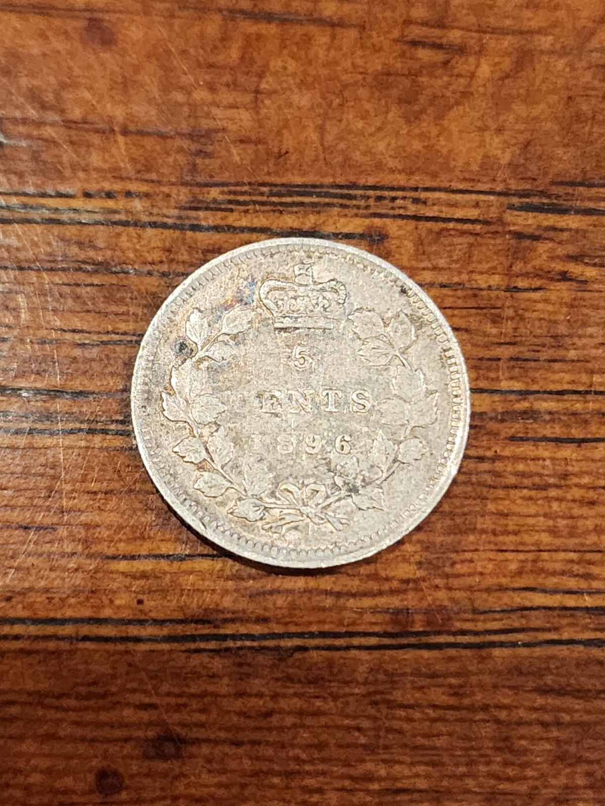 1896 Canada 5 Cents Silver Coin