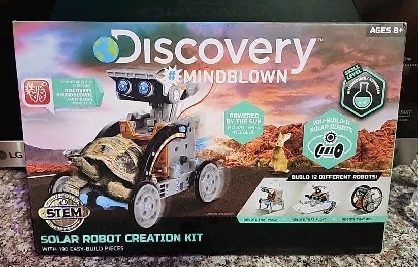 Discovery Kids Mindblown STEM 12-in-1 Solar Robot Creation 190-Pc. Kit Gray New!