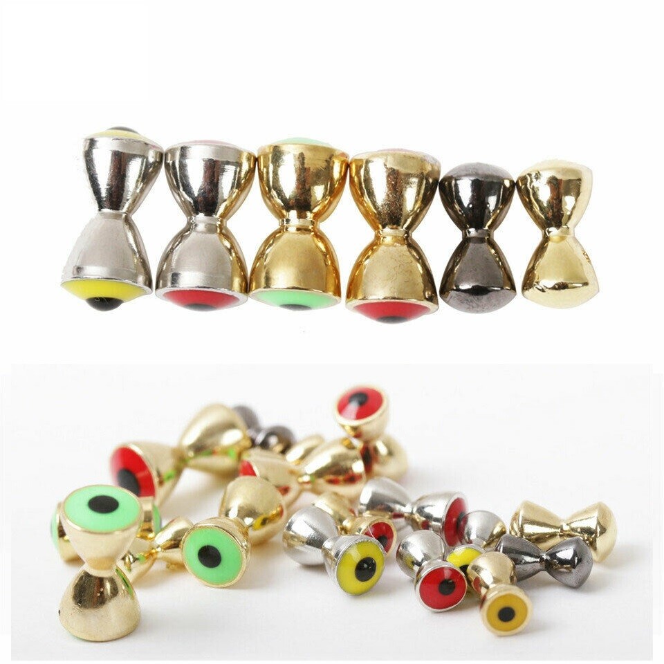25Pcs Fly Tying Material 3.2-6.3mm Brass Dumbbell With Eyes Fly Tying Beads