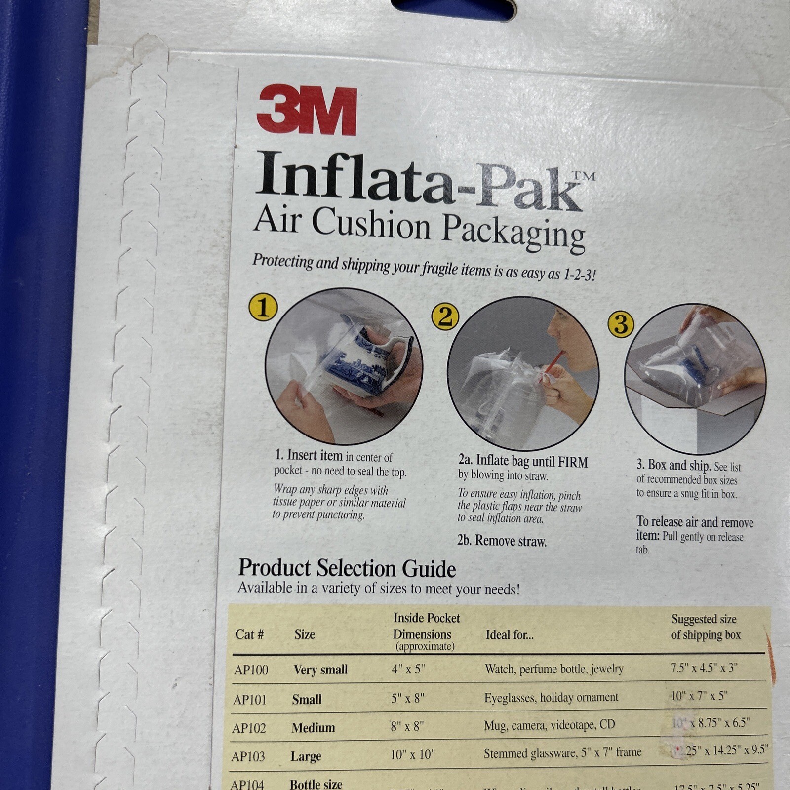 2-Pack 3M INFLATA-PAK Air Cushion Packaging Pocket Shipping Padding Bag MEDIUM
