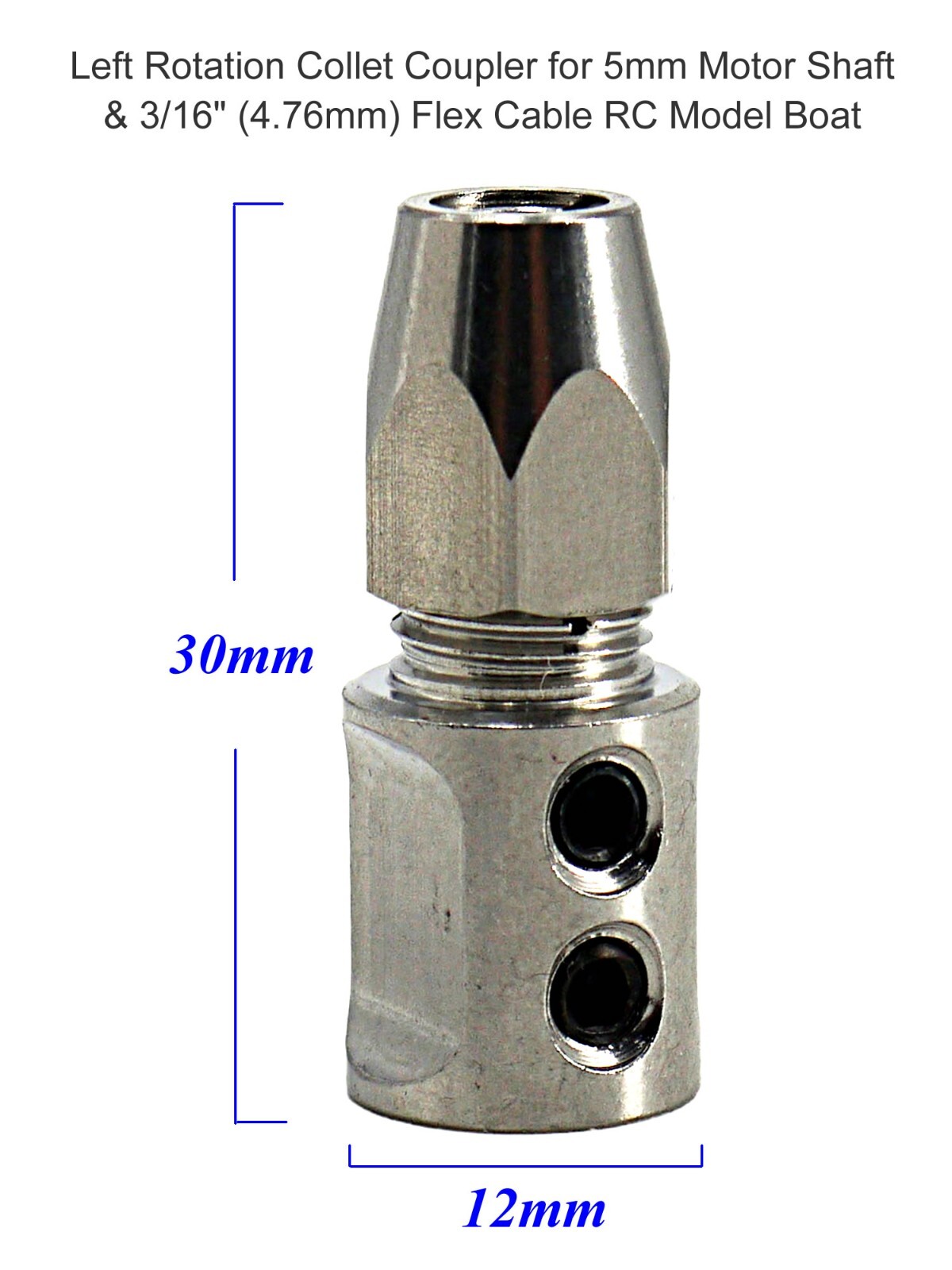 Left / Right Collet Coupler for 5mm Motor Shaft & 3/16" Flex Cable RC Model Boat