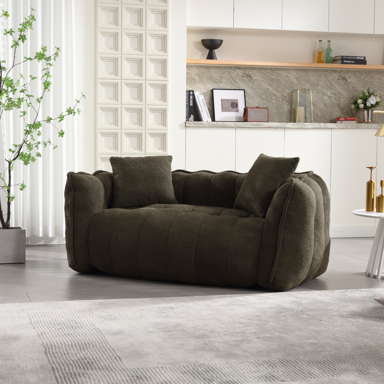 Bean Bag Sofa with high resilience foam core BeanBag Chair 2 people Olive+Green