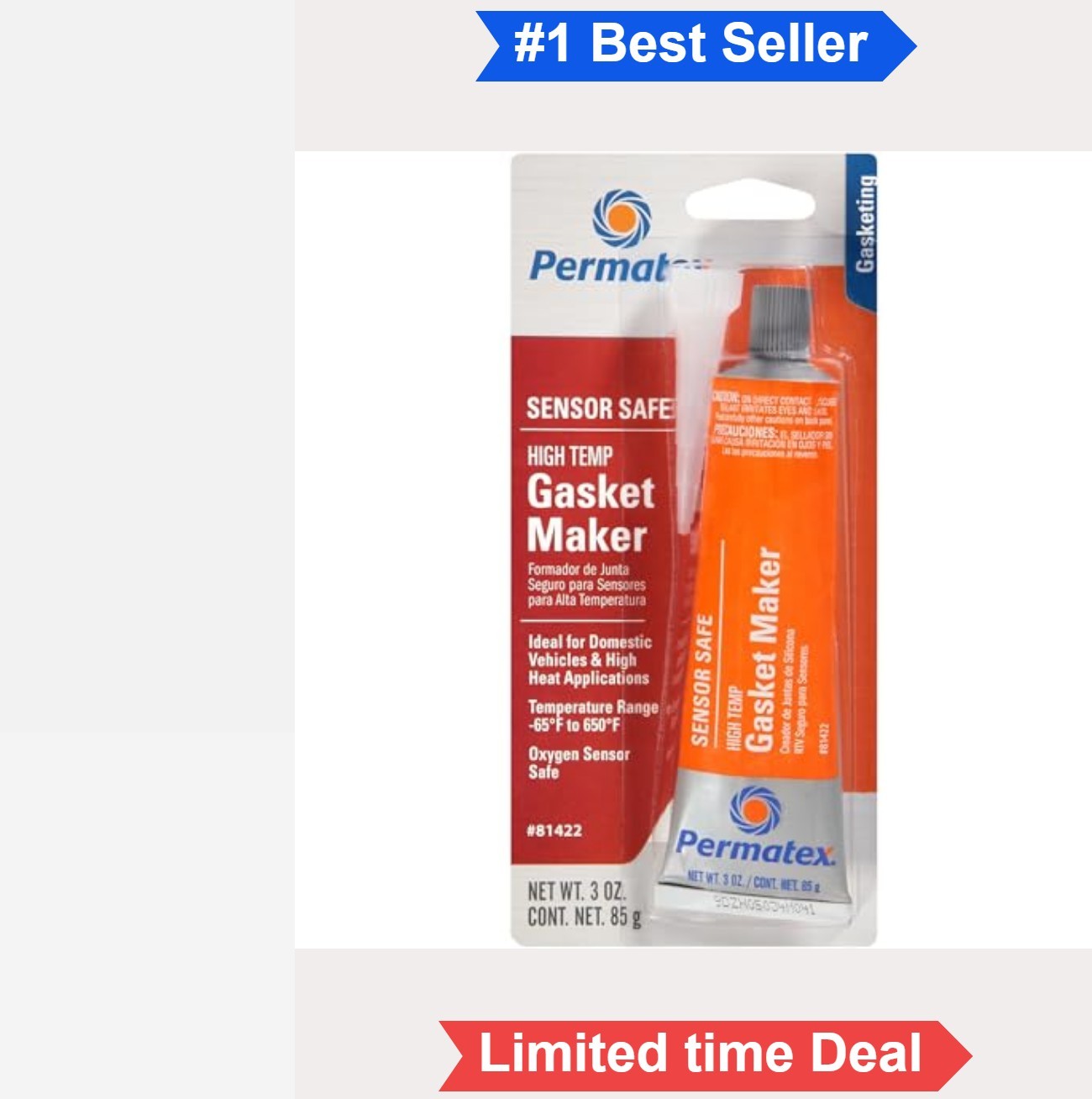 High Temp RTV Silicone Gasket Maker 3 oz Sensor Safe For Valve Covers Oil Pans