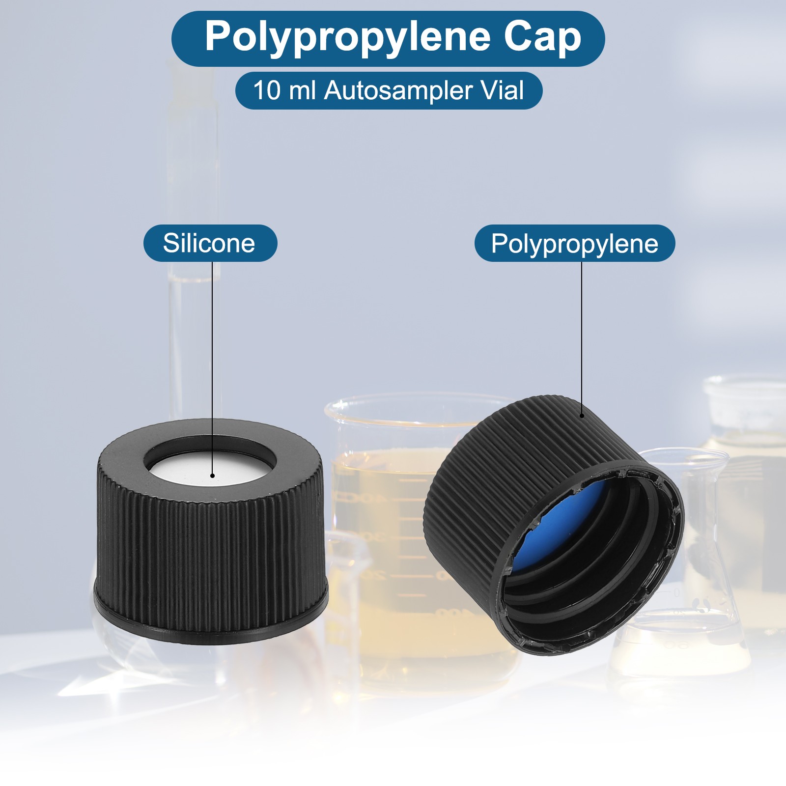 200 Pack 10ml Autosampler Vial Sample Vial Pre-Slit Septa with Black Cap, Amber