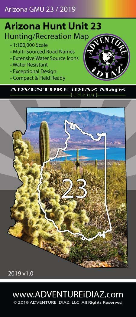 Arizona Hunt Unit 23 Map - Hunting, Fishing, Hiking, Biking, Recreation Map