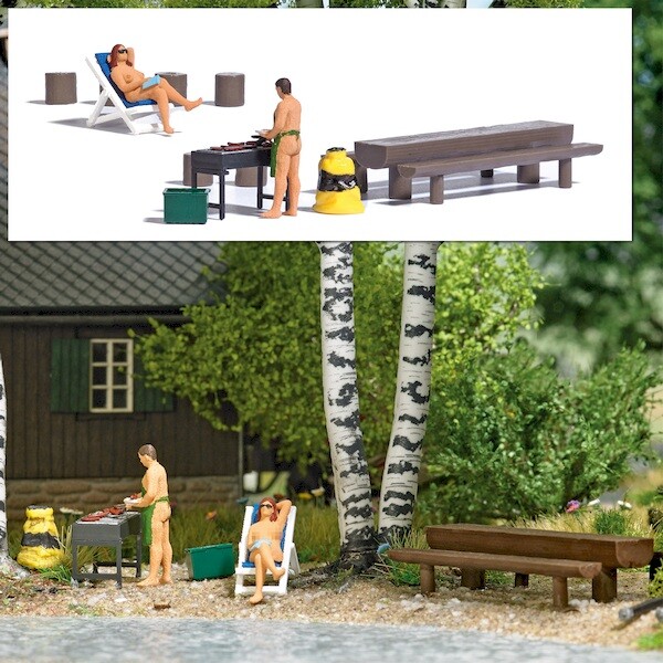 Busch 7946-1/87 HO Nudist BBQ Scene