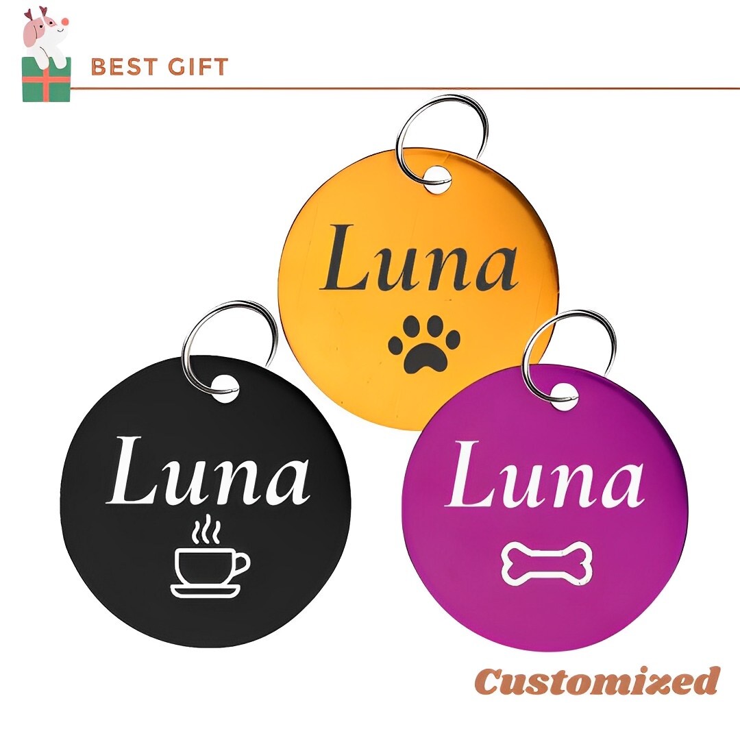 Dog Tag, Personalized Pet Tags, Custom Text,Aluminium Round ID Tags
