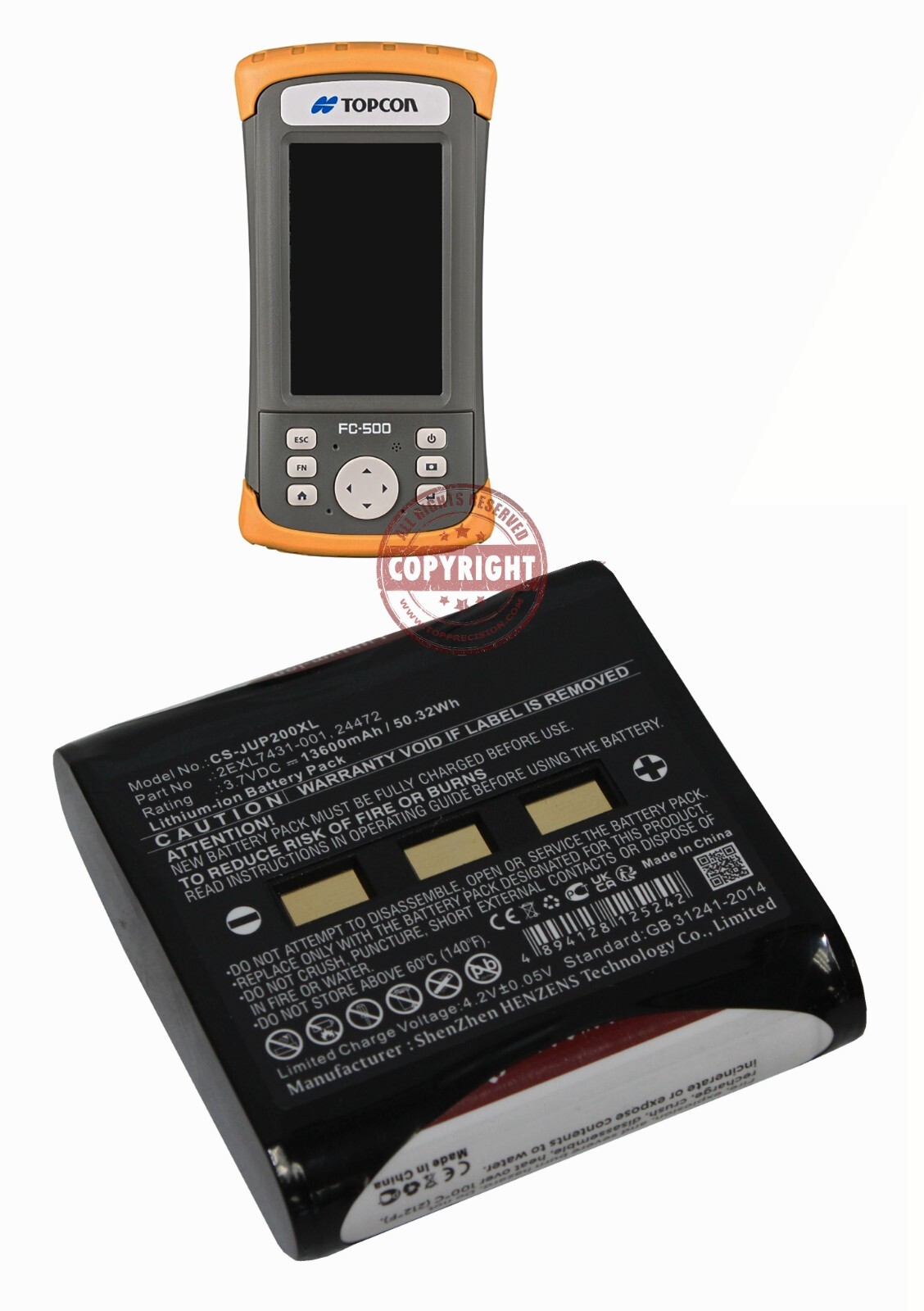 NEW BATTERY FOR TOPCON FC-500, SOKKIA SHC500 DATA COLLECTOR, FC500