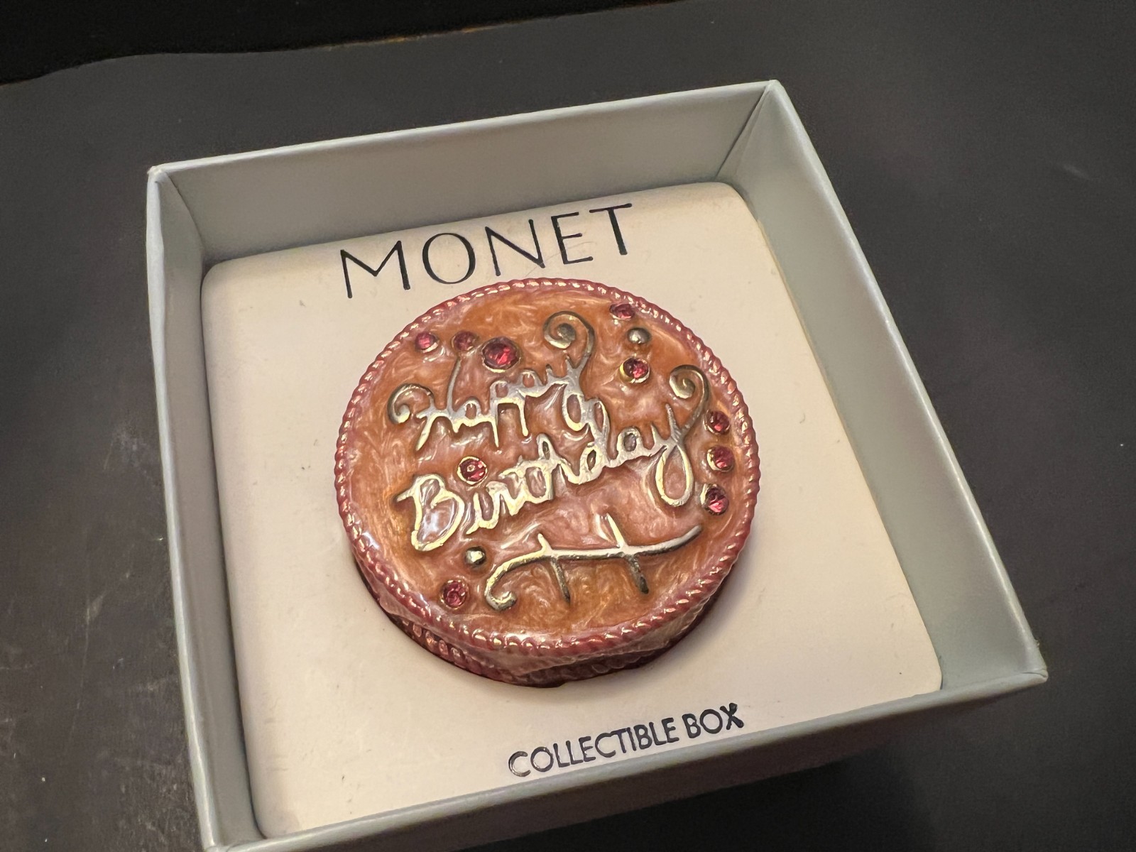 Monet Trinket Box Happy Birthday Collectible Enamel Keepsake