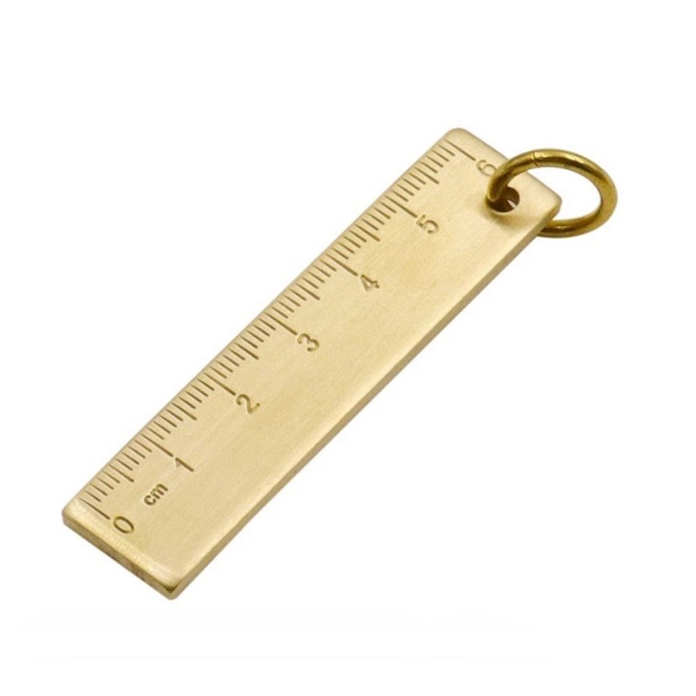 Compact Engraved Brass Ruler 60mm Keychain Measuring Tool Finish