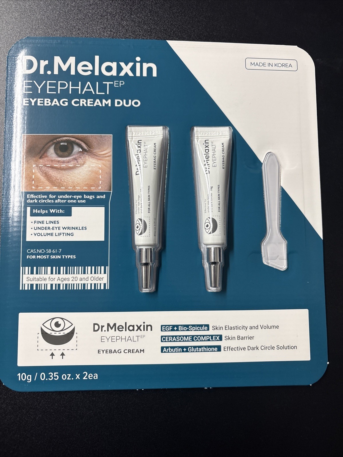DR. MELAXIN EYEPHALT EYEBAG CREAM - 10ML/G EACH. 2 Pack