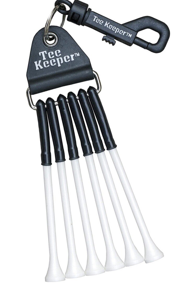 Tee Keeper Golf Tee Holder Bag Accessories w/ 6 White 3-1/4” Golf Tees