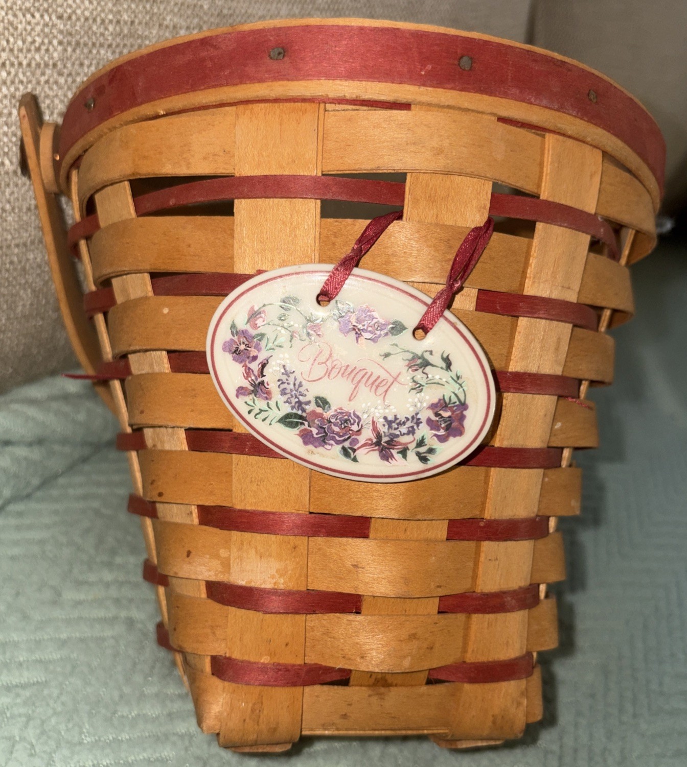 Vtg 1996 Longaberger Sweetheart Bouquet Basket With Handle