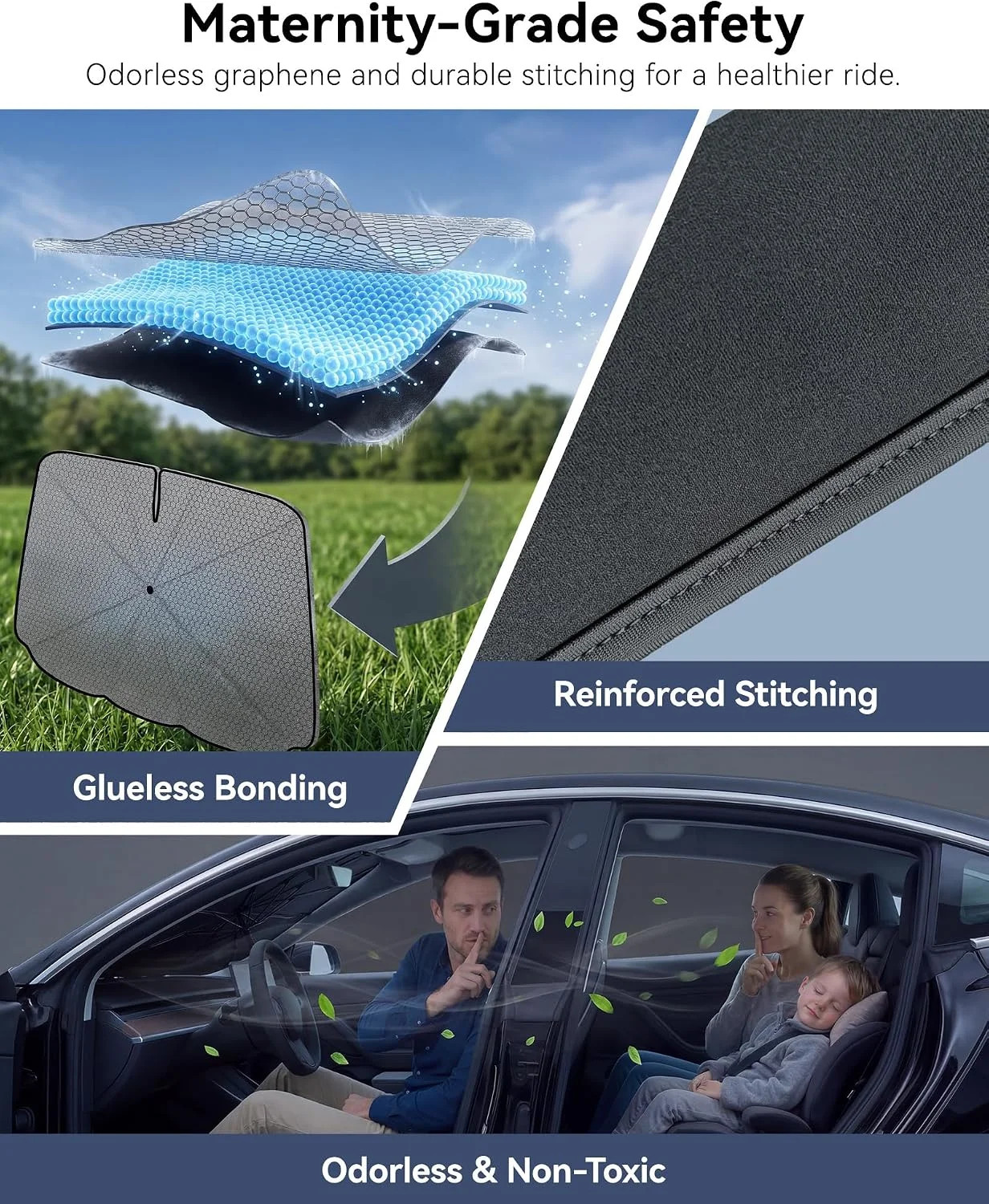 Car Windshield Sun Shade Umbrella, Foldable Sunshade Cover, Medium | Front Windo