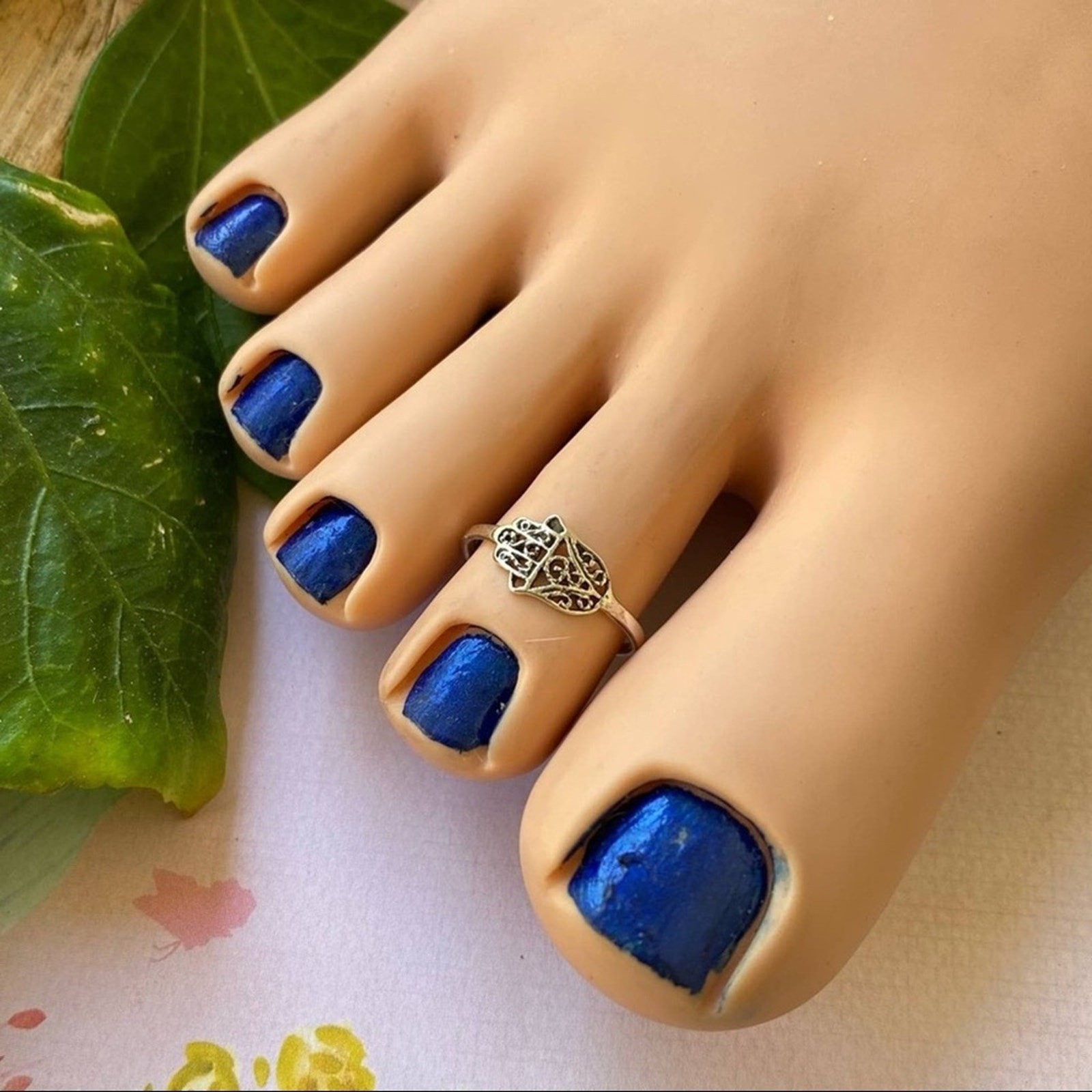 Silver Hamsa Toe Ring, Hand of God Jewelry, Evil Eye Rings, Religious Ring
