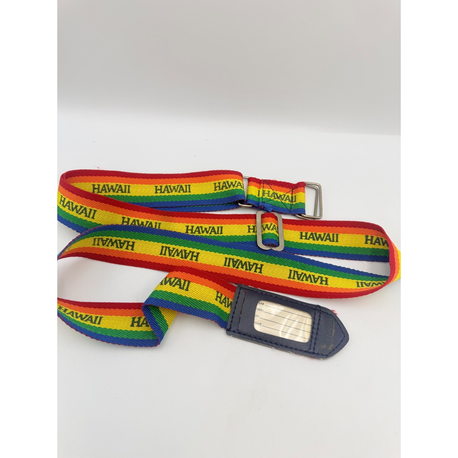 Vintage Hawaii Rainbow Luggage Strap Adjustable Travel Bag ID Tag Belt Retro