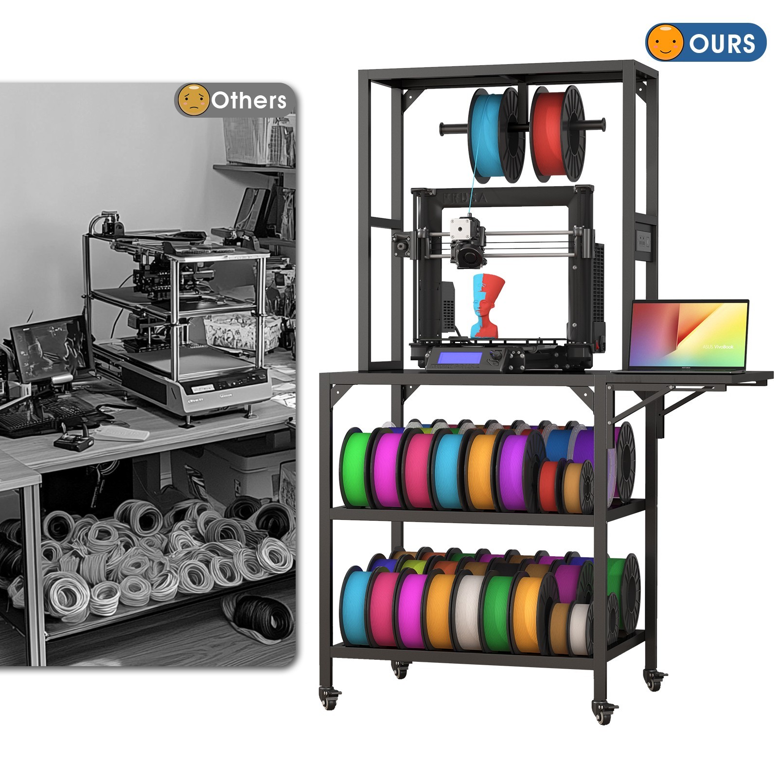 3D Printer Workbench Heavy Duty 3D Printer Table Stand for Home Office Workshop