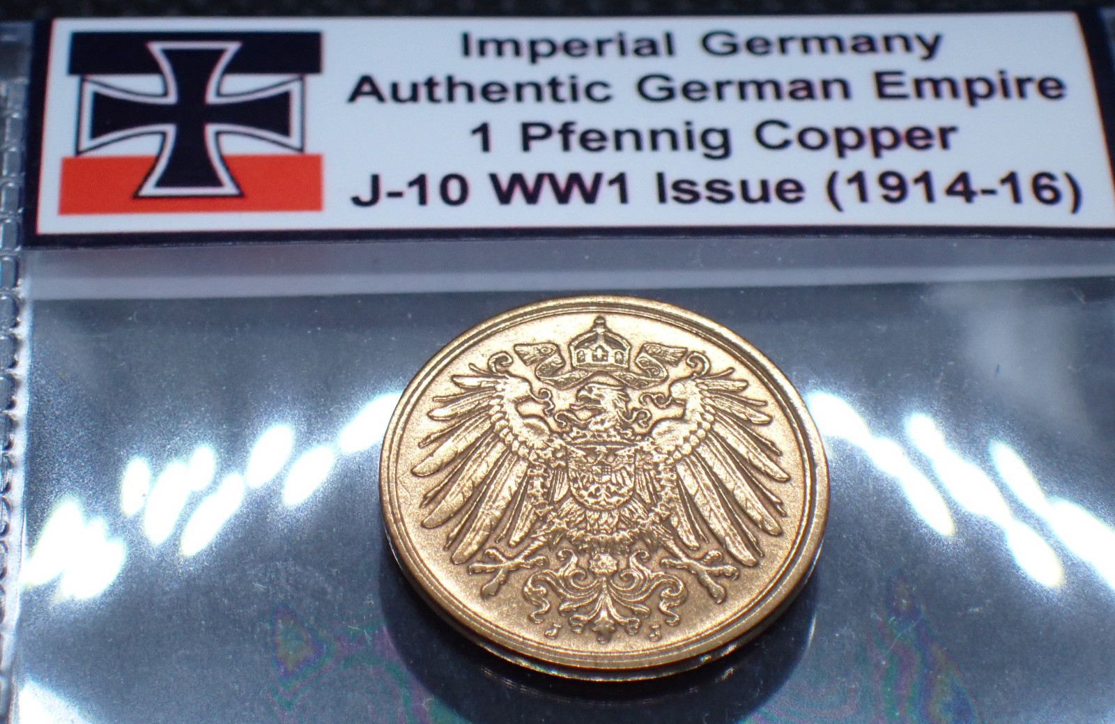Imperial Germany WW1 1914-16 1 Pfennig Copper Coin Rare Empire Artifact J.10
