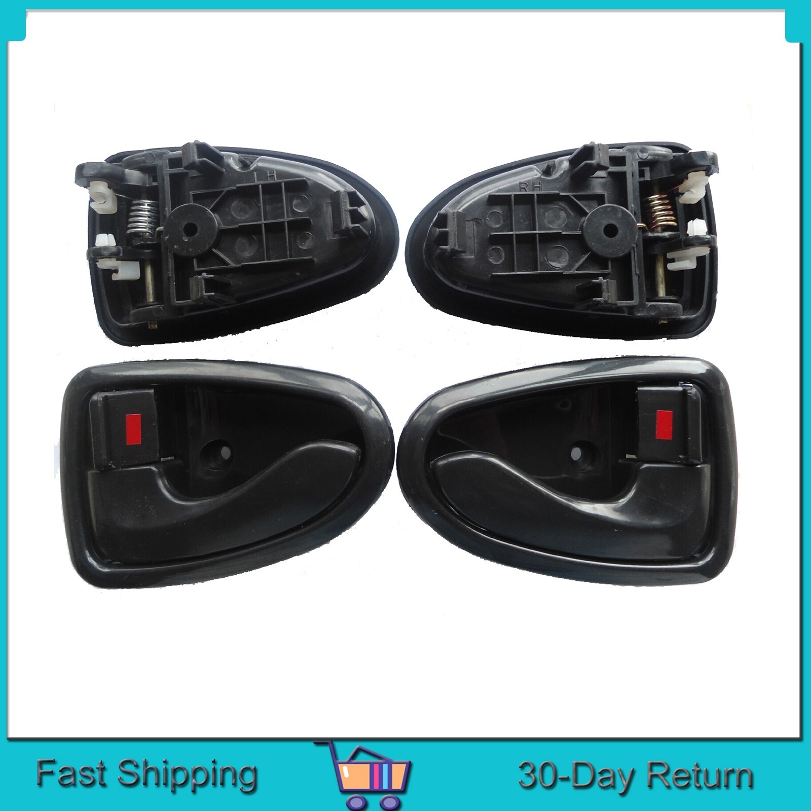 Inside Front Rear Left Right Door Handle Black For 2000-2006 Hyundai Accent 4Pcs