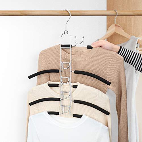 Mastom 2 Pack 5 in 1 Space Saving Hangers Multilayer Metal Clothes Hanger Space