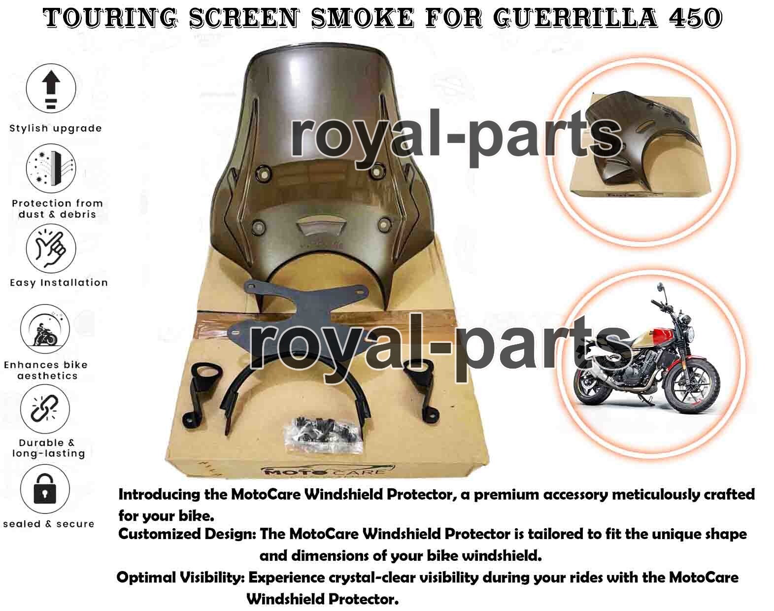 "TOURING SCREEN, SMOKE" FIT FOR ROYAL ENFIELD GUERRILLA 450