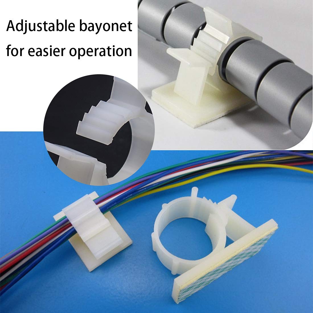 25 Medium Pack Adjustable Cable Tie Clips Adhesive Wire Clips Nylon Wire Clam