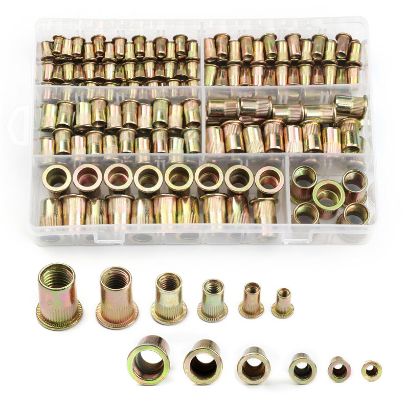 120Pcs M4-M12 Rivet Nut Kit Mixed Zinc Steel Rivnut Insert Nutsert Threaded Set