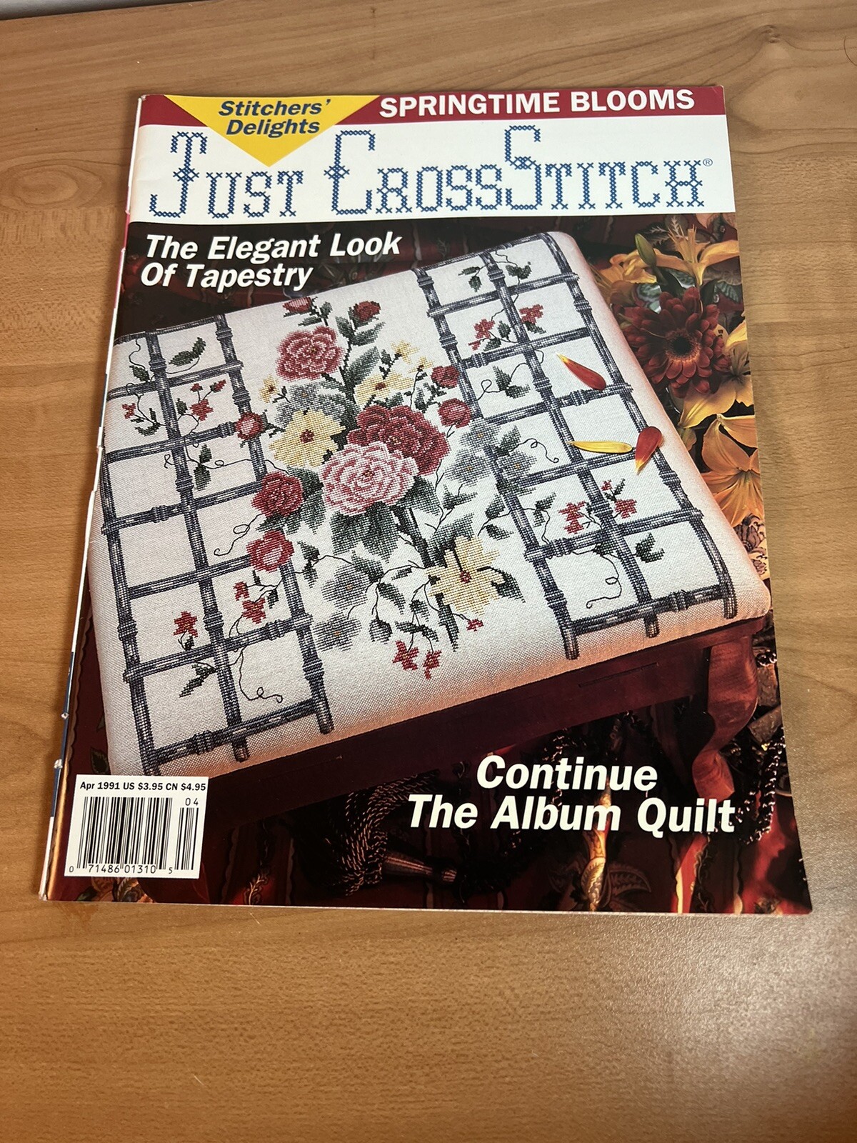 Just Cross Stitch April 1991 Magazine• Elegant Look Of Tapestry