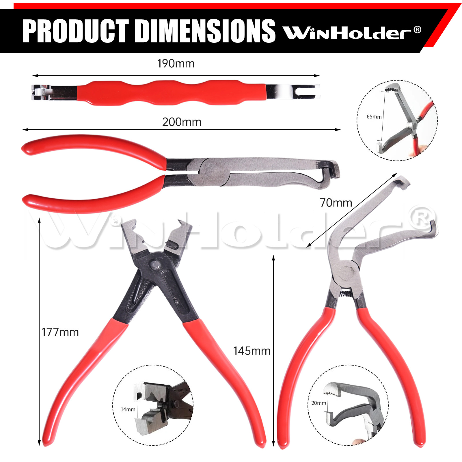 4pc Electrical Disconnect Pliers 60° Automotive Electrical Connector Separator