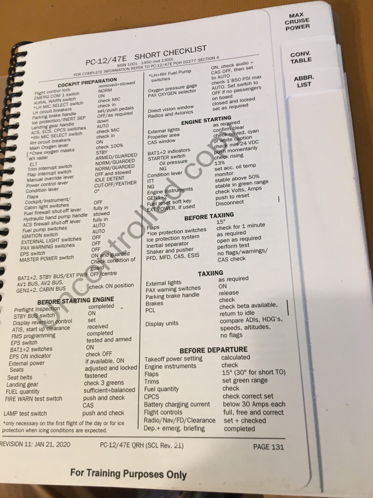 Pilatus PC-12/47E QRH Emergency Prochedures Handbook