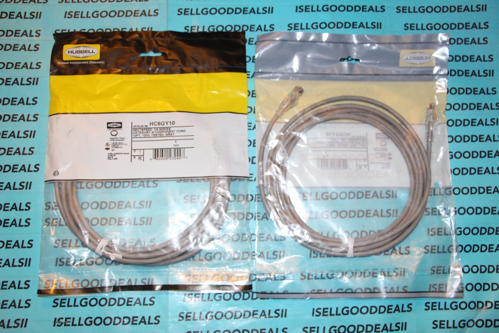 (2) Hubbell HC6GY10 Ethernet Cable Nextspeed C6 Cat 6 10FT Gray New