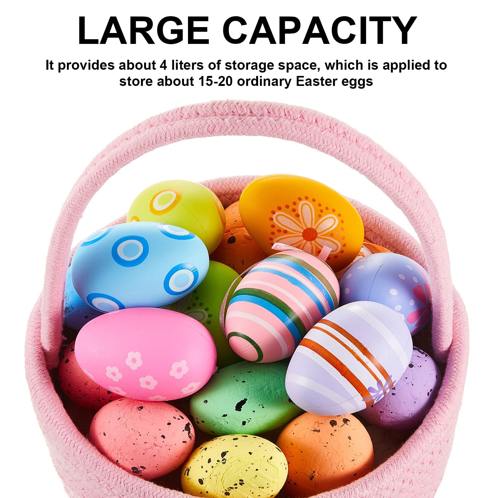 1 Pcs Empty Easter Basket for Eggs Hunt Small Bunny Basket with Handle Soft C...
