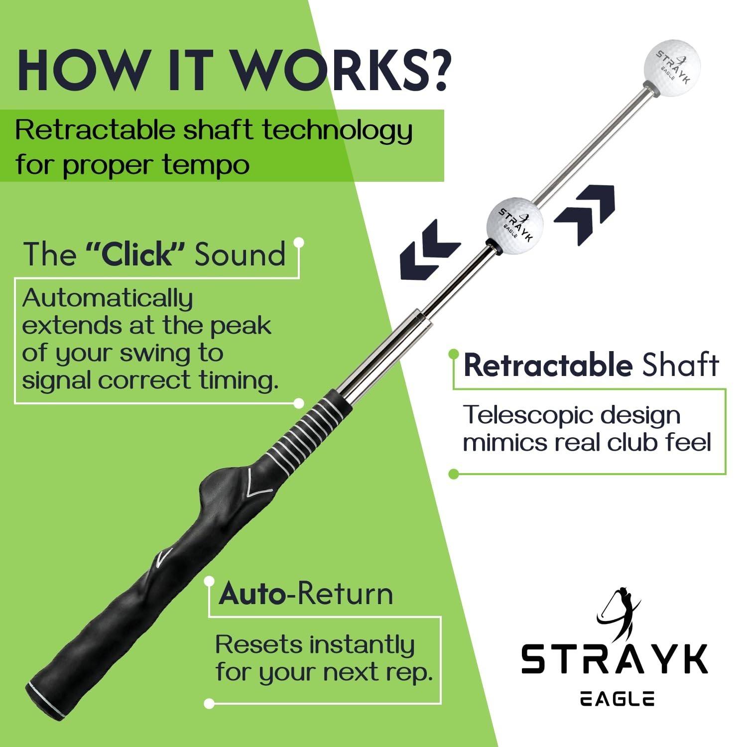 Retractable Golf Swing Trainer - Fix Your Slice - Improve Swing Tempo - Get I...
