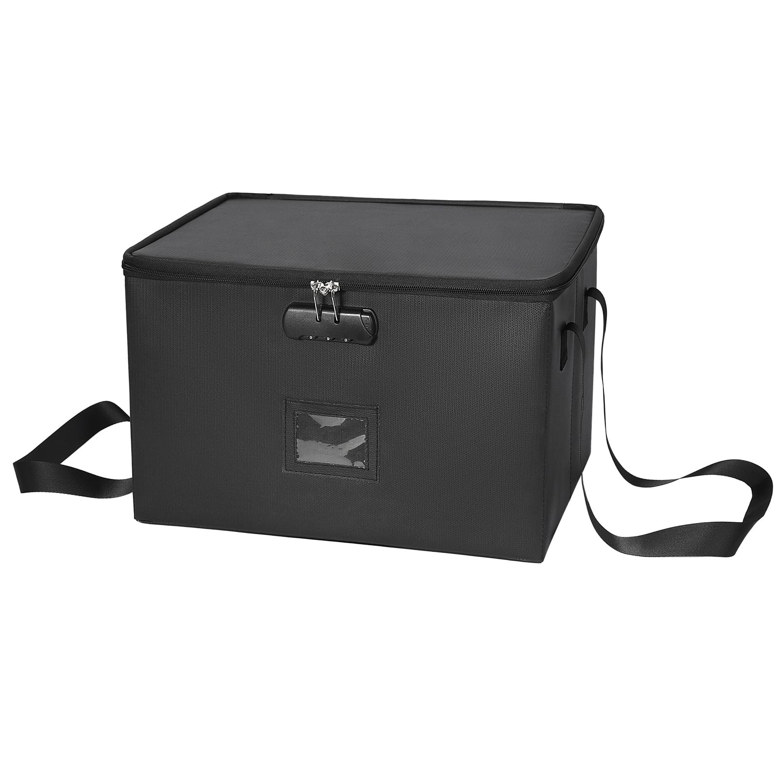 Fireproof Waterproof Document Box Lock File Organizer Lid Collapsible Storage