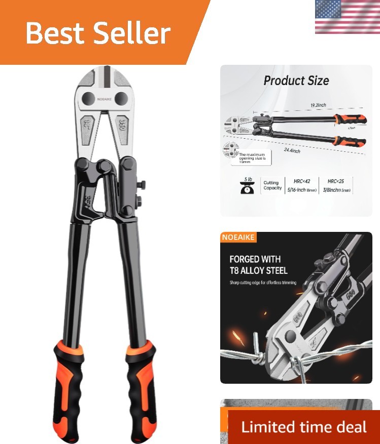 Durable 14 Inch Heavy Duty Wire Cutter - T8 Steel Blade with Comfortable Grip