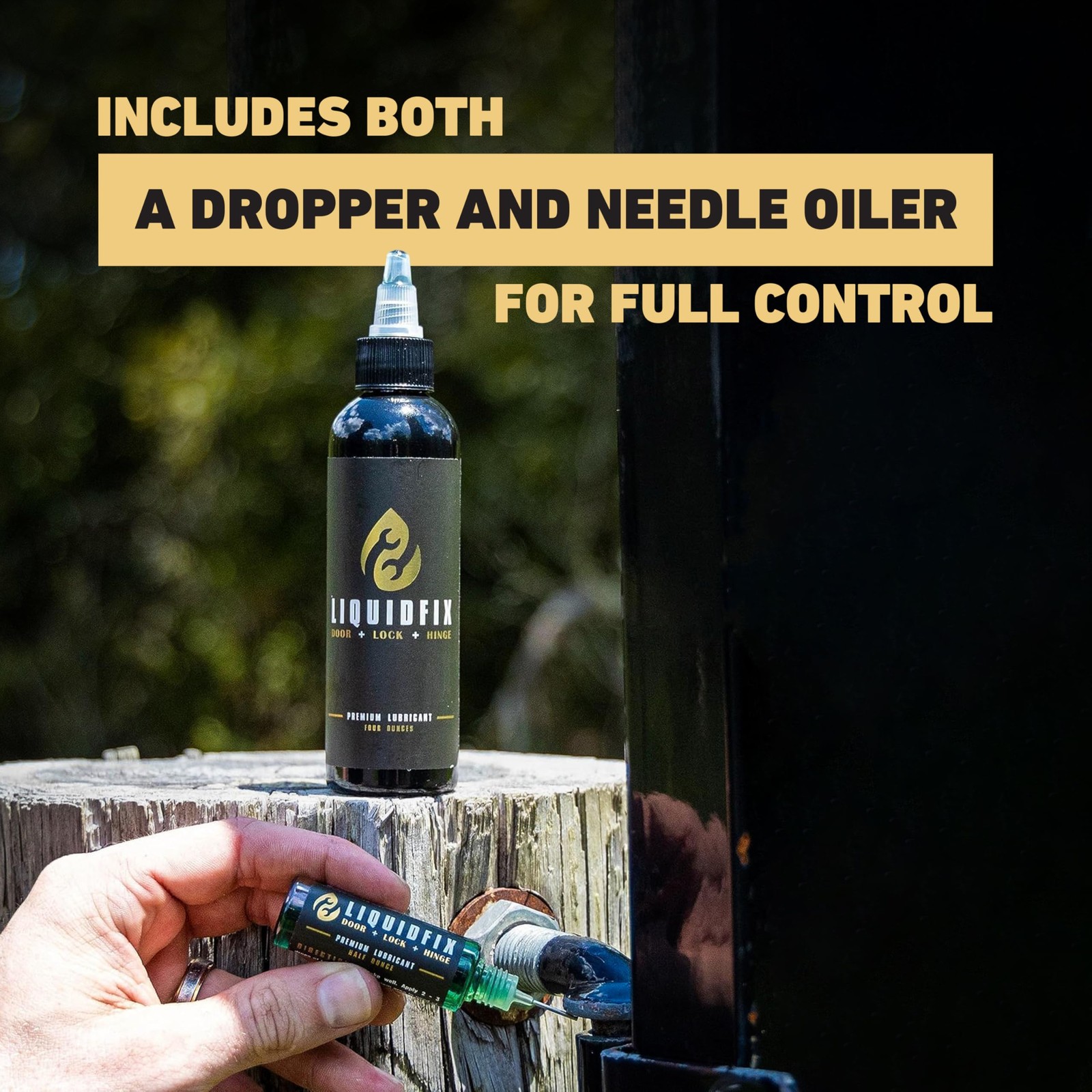 LiquidFix Door, Lock, and Hinge Lubricant | 4 oz Dropper + 0.5 Needle 1 Pack