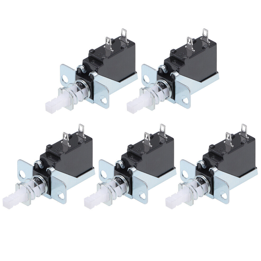 Push Button Switch 5A 250V SPST 2 Pin 1 Position Self-Locking White 5pcs