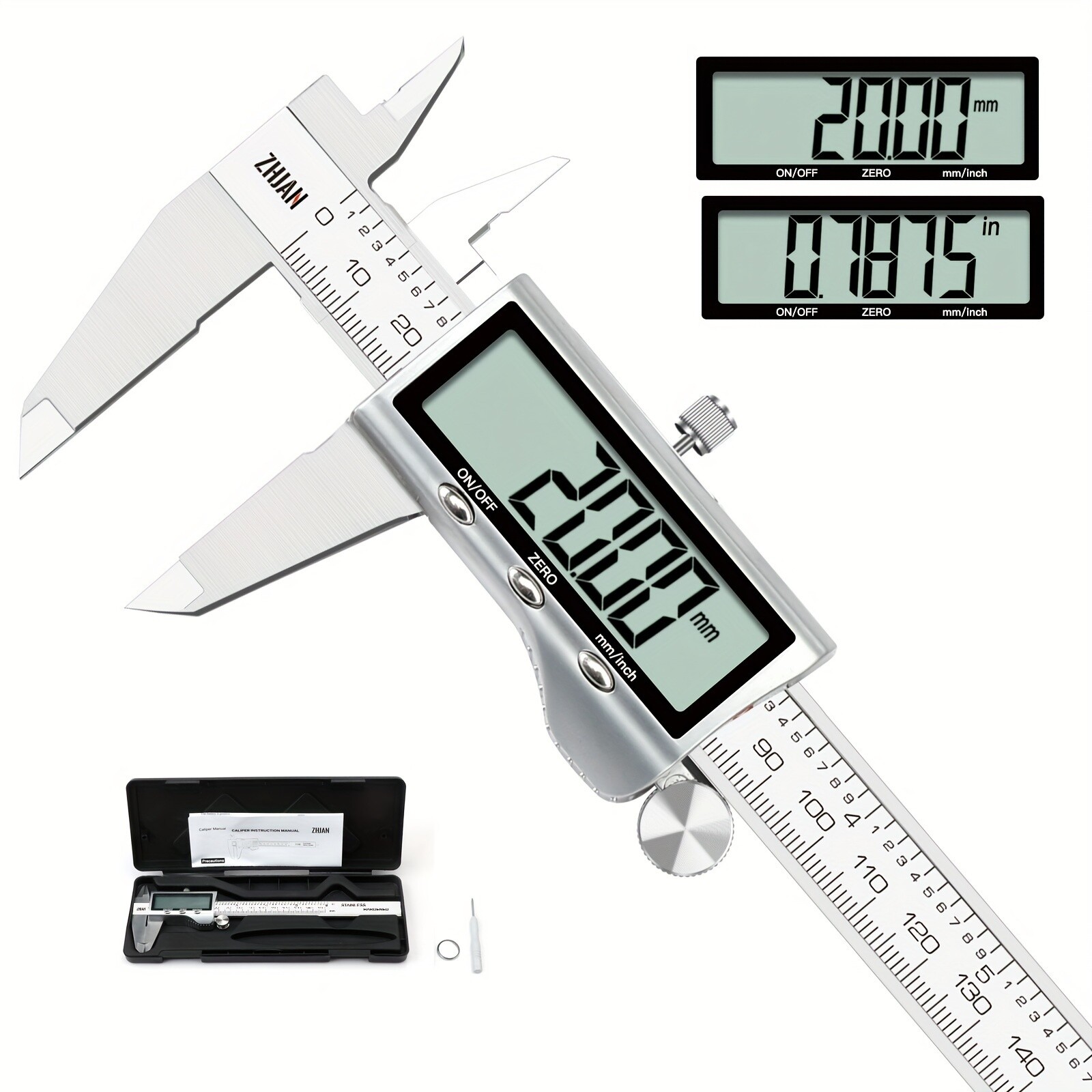 19A05 Electronic Digital Caliper, Precision Measuring Tool with Zero-Set