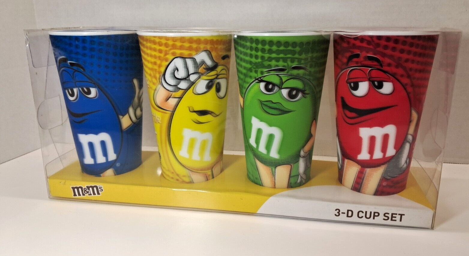M&M's World 3D Characters 24oz Cup Tumbler Set of 4 New with Box