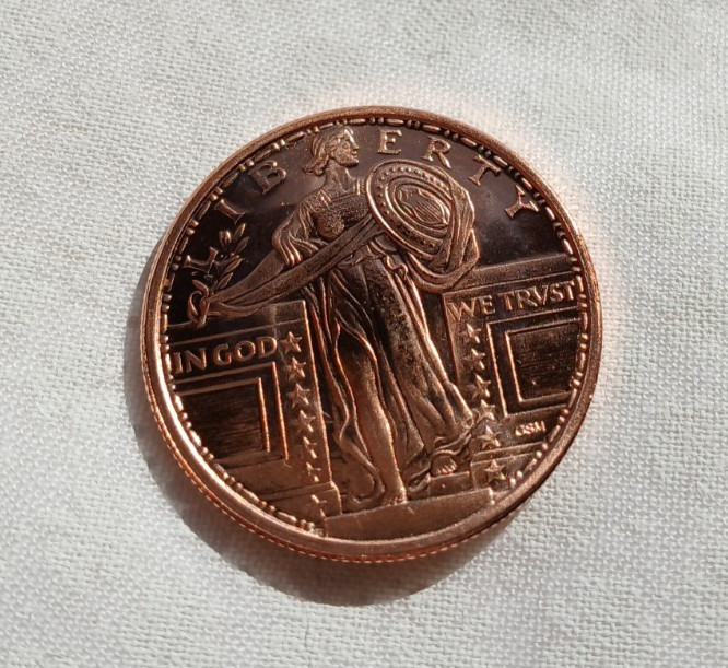 1/4 oz Standing Liberty Copper Round - Golden State Mint - .999 Fine Copper