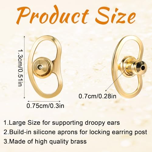 Earring Lifters Backs, 8 Pcs Earring Backs for Droopy Ears Locking Earrings