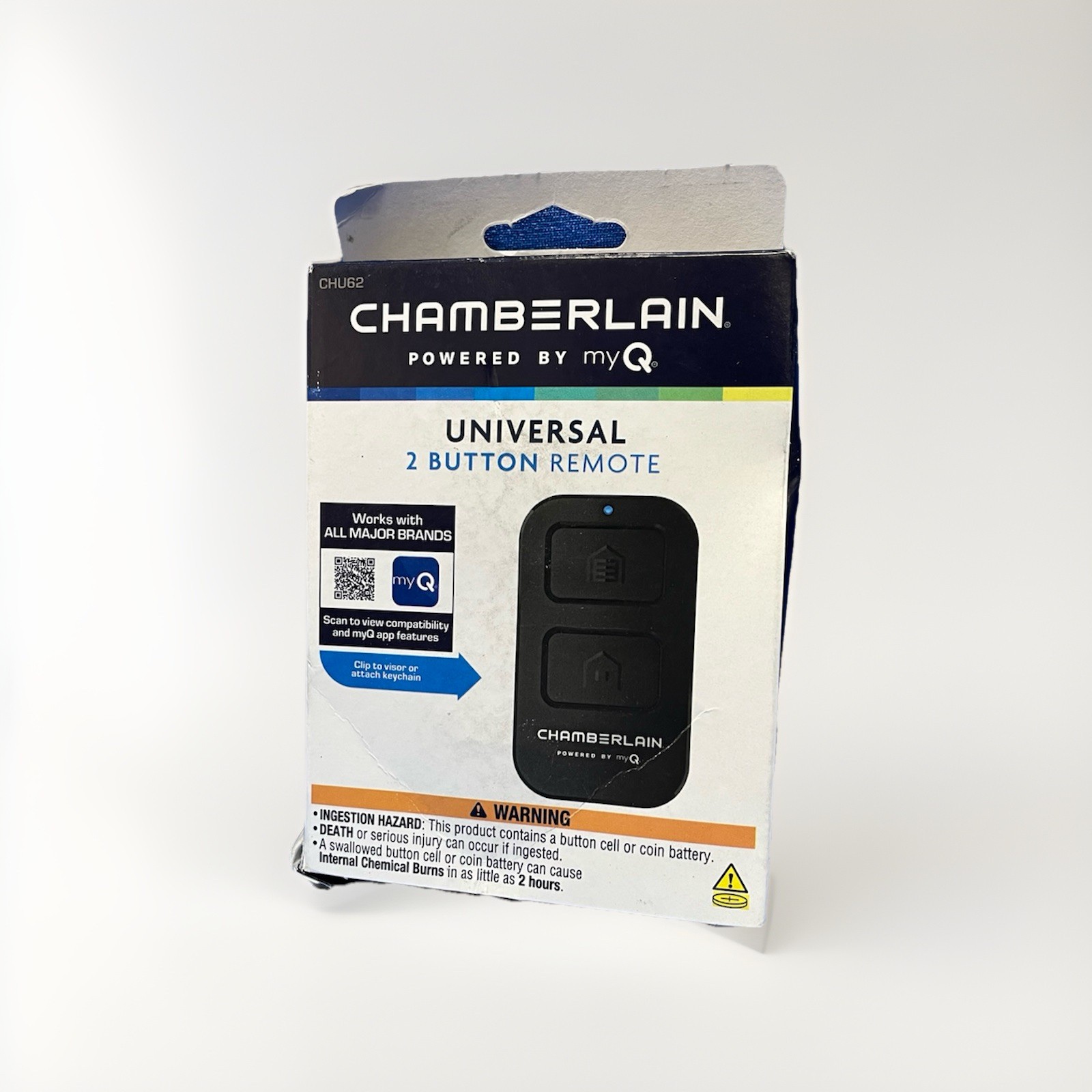 Chamberlain CHU62 Universal 2-Button Garage Door Remote Open Box