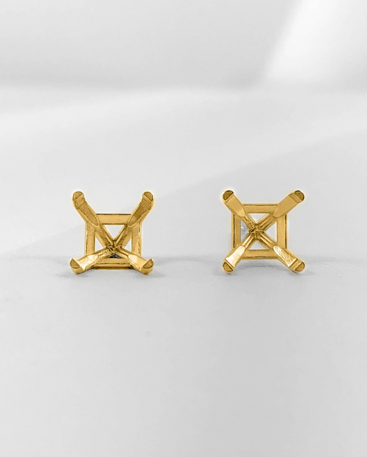 14K Yellow Gold Stud Earring Finding Mounting Setting Princess Martini ScrewBack