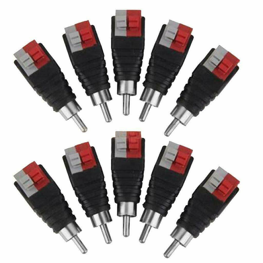 10 Pack Speaker Wire A/V Cable to Audio Male RCA Connector Adapter Jack Plug US