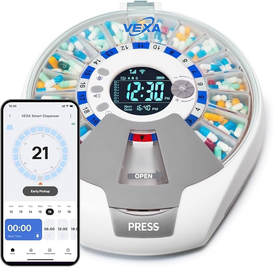 VEXA VitaMate Pro 21 Smart Automatic Pill Organizer 21-Slot w/App