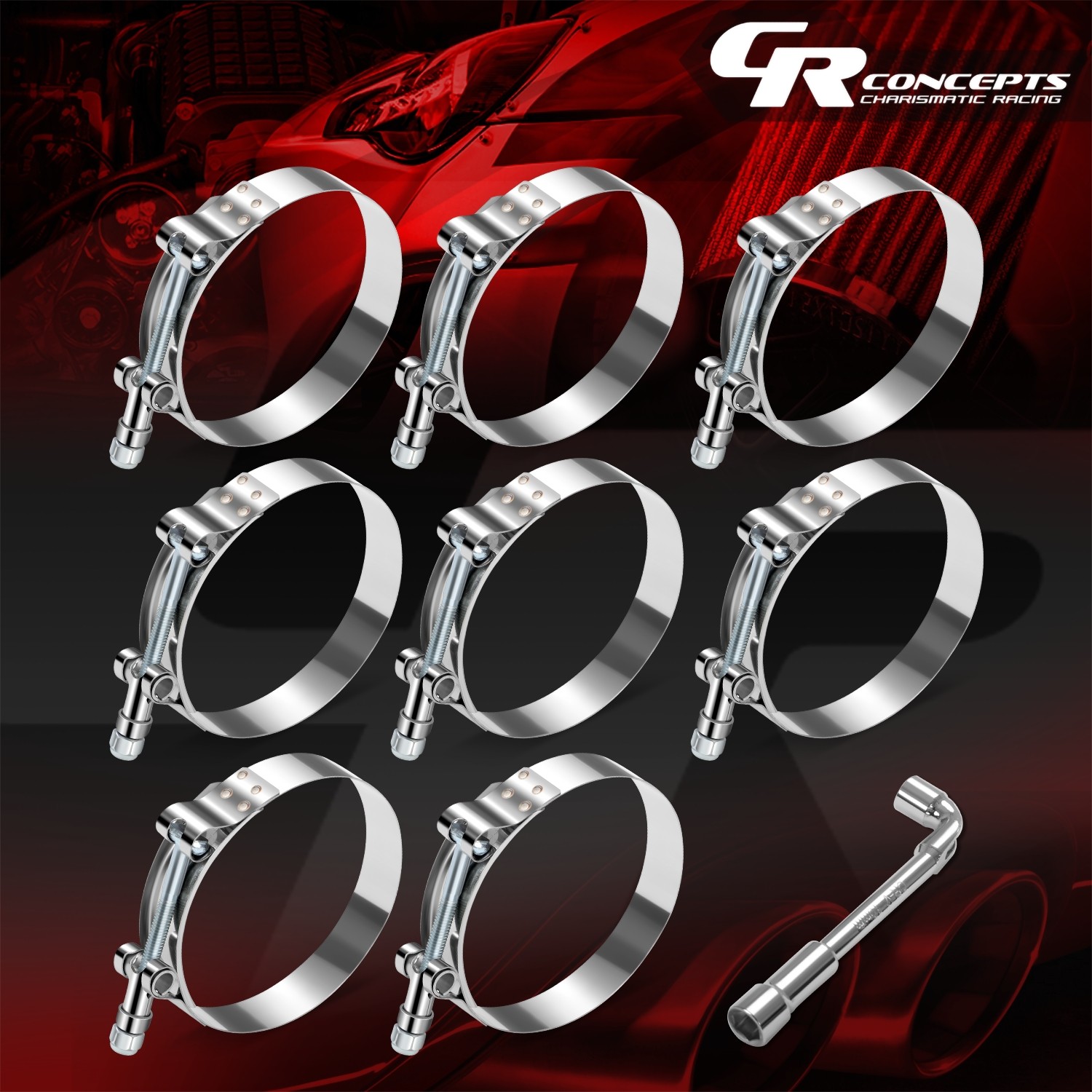 8Pcs Steel T-Bolt Clamps 3" OD Radiator Hose Turbo Intake Intercooler 66-76mm