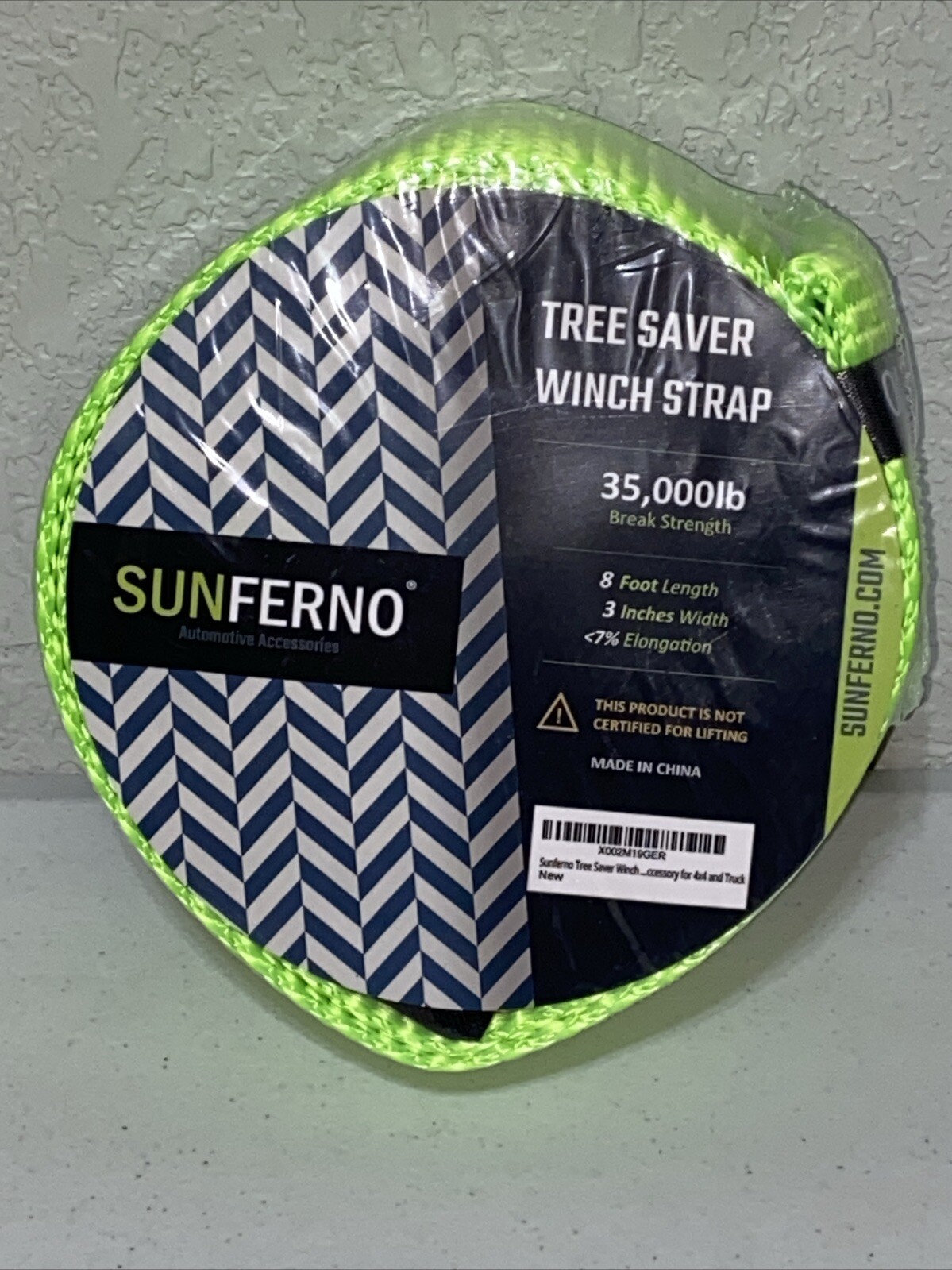 SUNFERNO TREE SAVER WINCH STRAP 4x4 TRUCK 35,000 LB BREAK STRENGTH 8 FT 3” WIDE