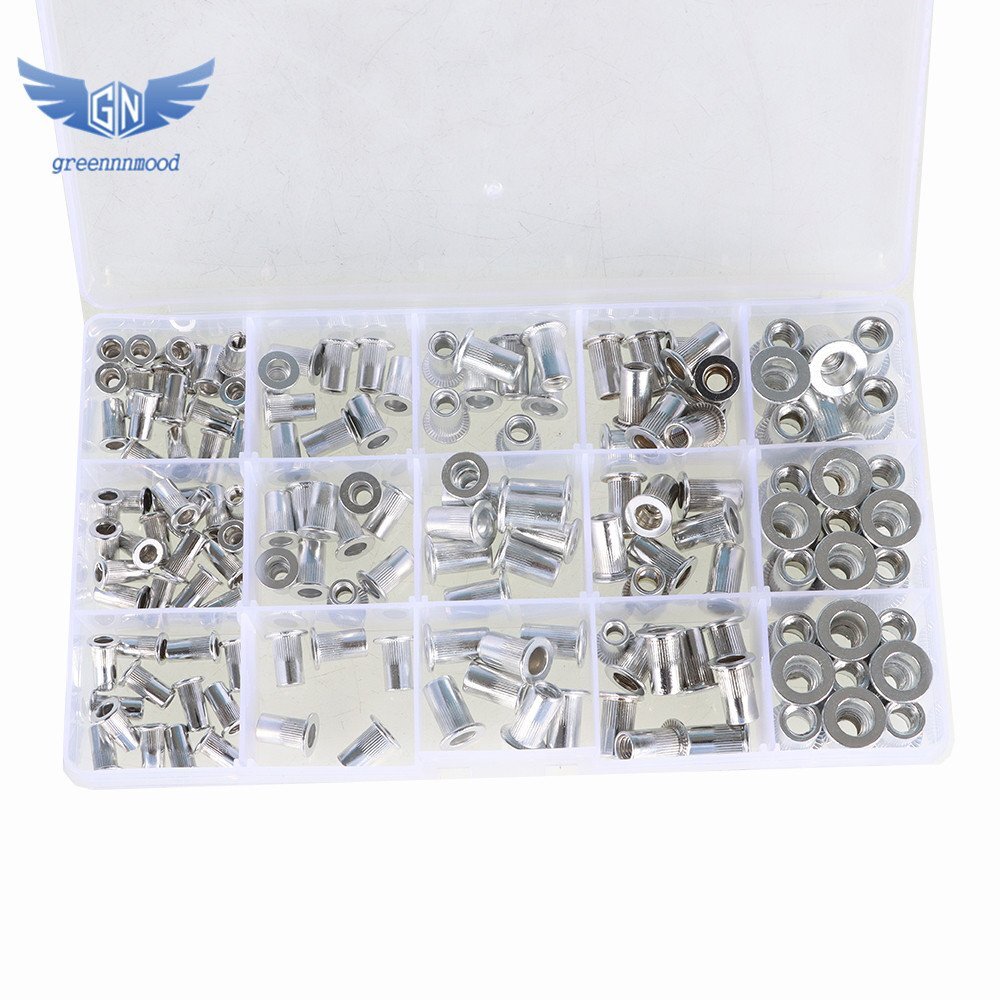 150 Pack Aluminum Rivet Nut Kit Rivnut Nutsert Standard Inch SAE Imperial